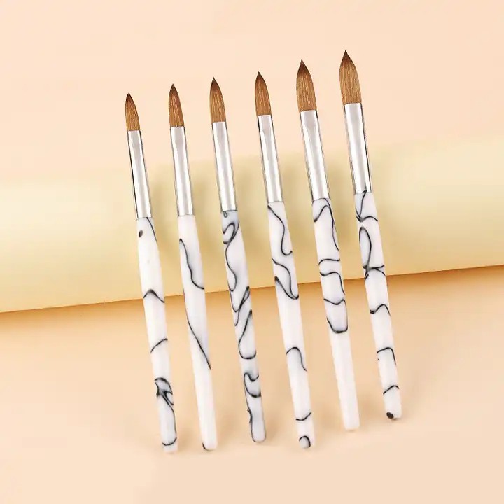 Acrylic Purple White Marble Pattern Brush Holder Nail Brush 100% Kolinsky Customized Brush Logo Factory Price Wholesale