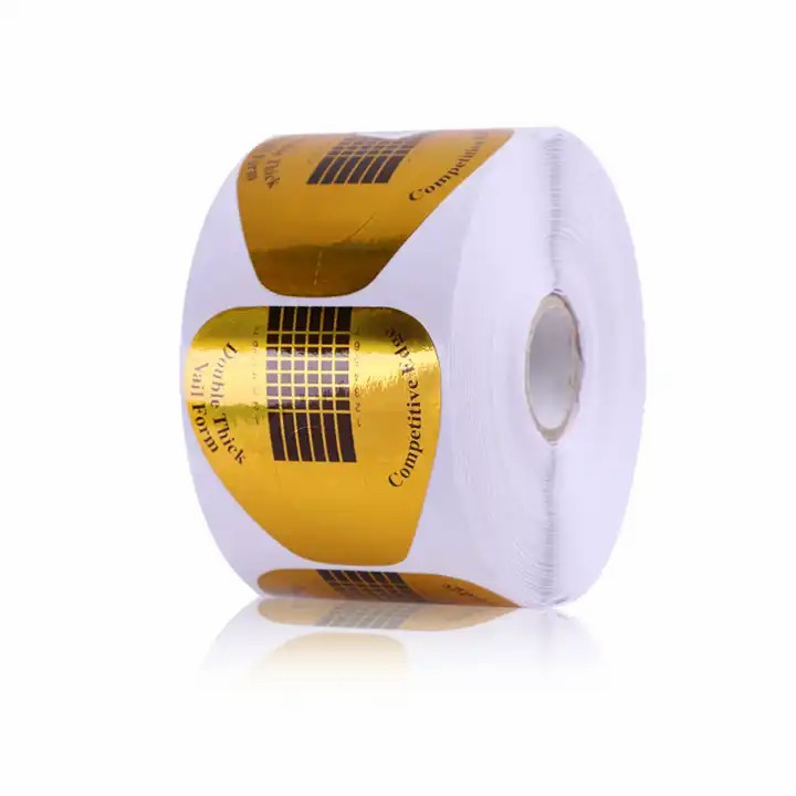 2024 Custom LOGO Holographic Paper Nail Art Extension Double Use Strong Soft Gel Dual Acrylic Nail Form
