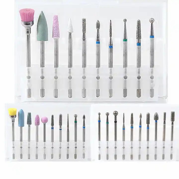 0Pcs/set Stainless Steel Diamond Nail Drill Bit Set Sanding Portable Electric Nail Drill Machine Set With Bits