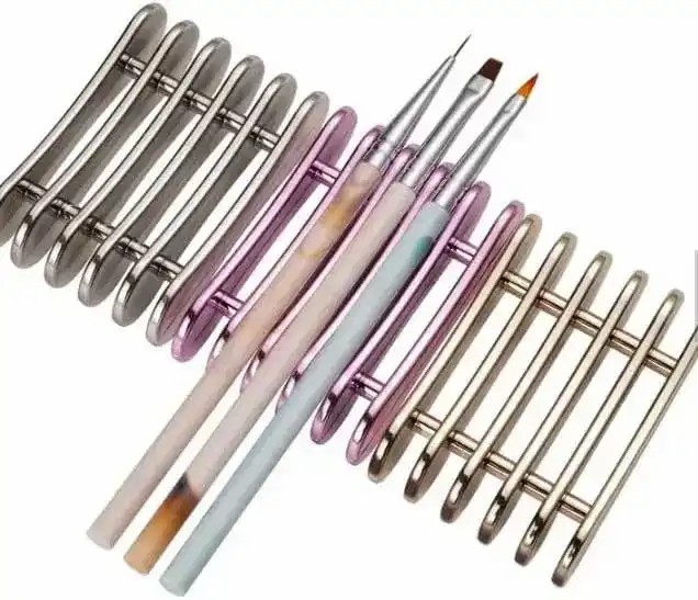New Manicure Supplies Metal Color 5 Grid Nail Salon Tool Pen Display Stand 5 Separate Nail Brush Holder