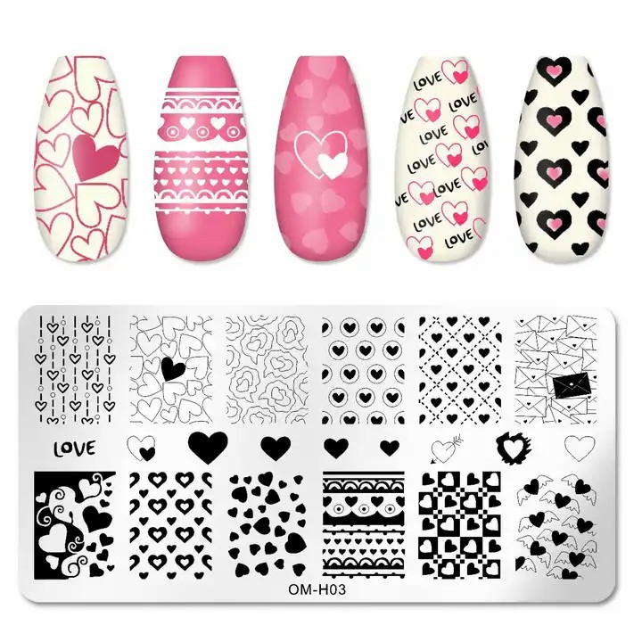 New Animal Flower Leaf Plant Nail Stamp Stencils Template Kit Manicure Templates Nail Art Tools Custom Nail Stamping Plate