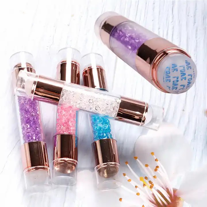 Premium Quality Silicone Stamp Crystal Handle French Smile Nail Art Stencil Tools Stamping Plate Set Double Sided Nail Stamper