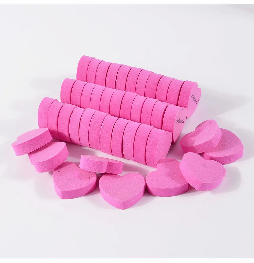 100/180 Mini Pink Heart Sponge File Double Side Trimmer Lime Buffer Nails Professional Tools Heart Shaped Nail Buffers