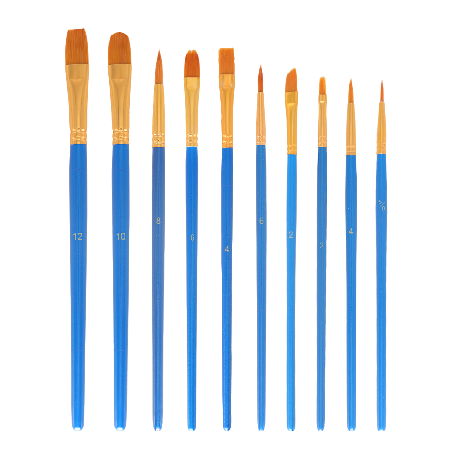 Cheap 10 Pcs Set Different Shape Nylon Hair Painting Brush For Watercolor Oil Acrylic Gouache Paint