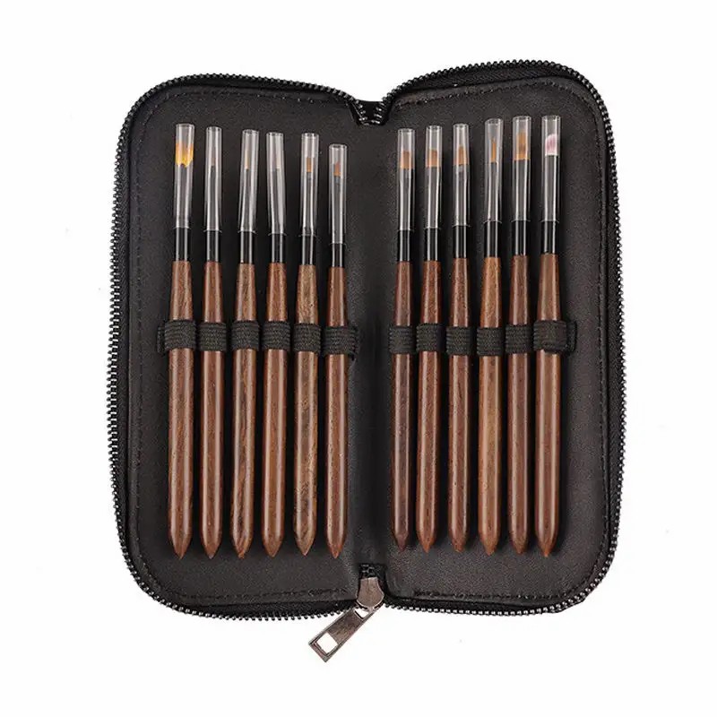Gel Nail Art Brushes Wooden Handle Nail Liner Art Brush Set Novice Manicurist Pen Factory Wholesale Nail Brush