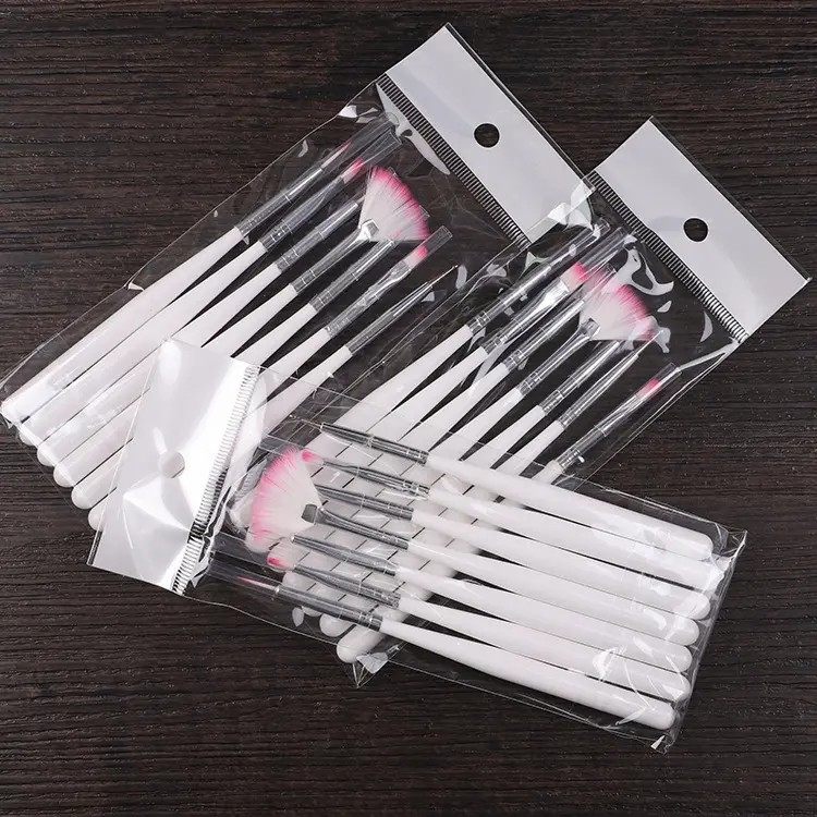 New Product Nail Art Brushes White Holder Pink Hair Brush Flat Oval Gel Nail Brush Set 7pcs