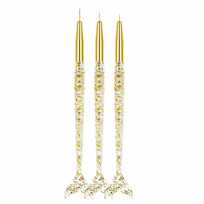New Wholesale manicure liner 3pcs mermaid liner brush painting flower painting nail art brush