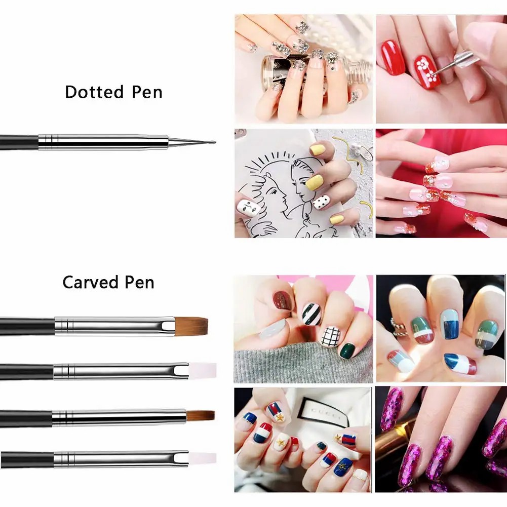 Factory Nail Art Design Tools Private Label 15pcs Nail Art Painting Brushes Set With 5pcs Nail Art Dotting Pens