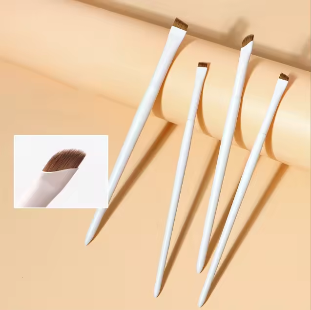 Hot Sale Private Label Vegan Synthetic Hair Sickle Angled Flat Top Eyebrow Eyeliner Single Makeup Brush Set
