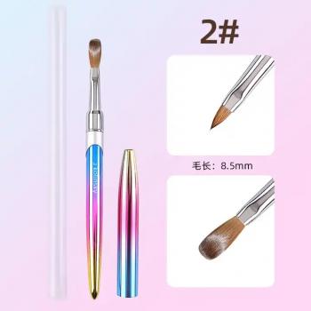 Custom Logo 100% Pure Kolinsky Hair Gradient Metal Handles Round Head Acrylic Nail Brush for Acrylic Nails Art