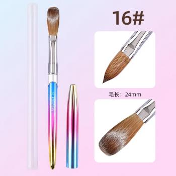 Custom Logo 100% Pure Kolinsky Hair Gradient Metal Handles Round Head Acrylic Nail Brush for Acrylic Nails Art