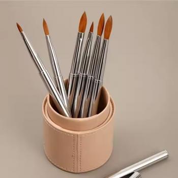 OEM Packaging Rose Gold Ferrule Pink Wooden Crimped 100% Kolinsky Acrylic Nail Brush Nails size 8 10 12 14 16 18 20