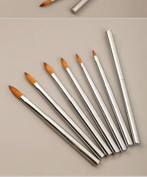 OEM Packaging Rose Gold Ferrule Pink Wooden Crimped 100% Kolinsky Acrylic Nail Brush Nails size 8 10 12 14 16 18 20