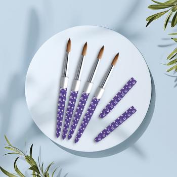 Luxury Acrylic Brush USA Size Classics Star Purple Metal High Quality Custom 100% Kolinsky Acrylic Nail Brush