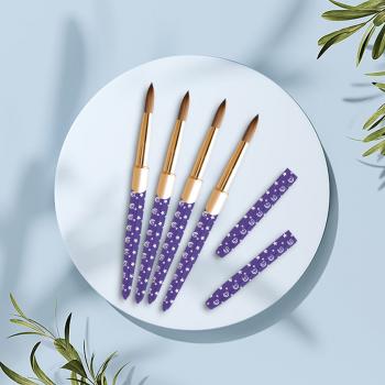 Best USA Size 12/14/16/18/20 Nail Brush Kolinsky Round /Oval Acrylic Nail Brush with Purple Handle for Custom Logo