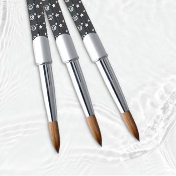 Top Quality Nail Products Black Silver Pincel 100 Kolinsky 3D Brush #4 6 8 10 Custom Logo Kolinsky Acrylic Nail Double Brush