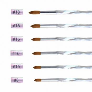 100% Pure Germany Kolinsky Acrylic Brushes Rainbow Crystal Handle Professional Kolinsky Pure Acrylic Brush 10 12 14 16 18