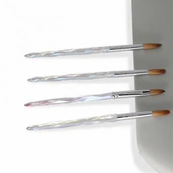 100% Pure Germany Kolinsky Acrylic Brushes Rainbow Crystal Handle Professional Kolinsky Pure Acrylic Brush 10 12 14 16 18