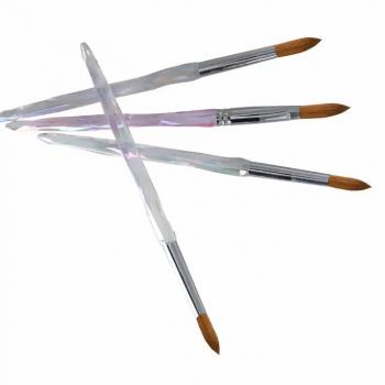 100% Pure Germany Kolinsky Acrylic Brushes Rainbow Crystal Handle Professional Kolinsky Pure Acrylic Brush 10 12 14 16 18
