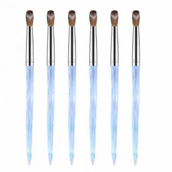 High Quality Sky Blue Wooden Handle Crimped 100% Kolinsky for Acrylic Nail Brush