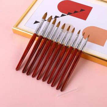 High Quality Sky Blue Wooden Handle Crimped 100% Kolinsky for Acrylic Nail Brush
