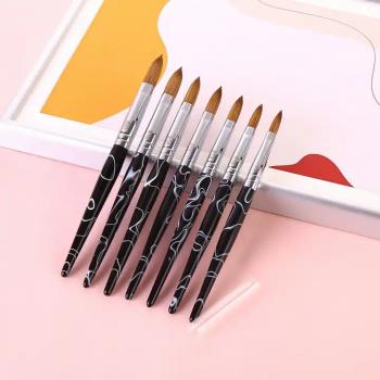 High Quality Sky Blue Wooden Handle Crimped 100% Kolinsky for Acrylic Nail Brush