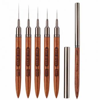 Wholesale 5PCS Nail Art Liner Brushes Wooden Handle Long Striping Nail Fine Pens Nail Design Brush