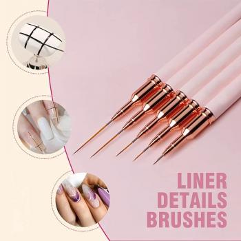 Nail Art Brushes 7mm-20mm liner brush Custom logo wholesale liner nail brush set 5pcs