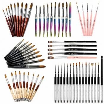 Wooden Nail Art Brush Liner Holder Set kolinsky Private Label Nail Brush Wholesale Custom High Quality Kolinsky Germany Acrylic