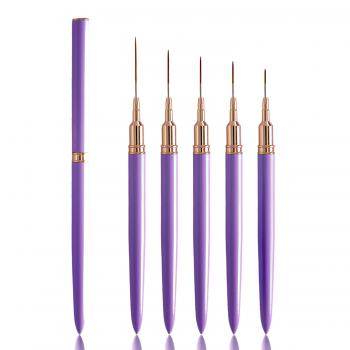 Hot Nail Long Striping Liner Brush Metal Handle 5pcs Needle Tube Nail Art Brush Design Liner Set 3d 5/9/15/20/25mm