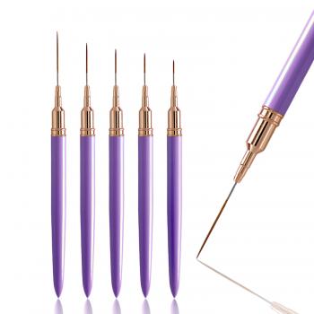 Hot Nail Long Striping Liner Brush Metal Handle 5pcs Needle Tube Nail Art Brush Design Liner Set 3d 5/9/15/20/25mm