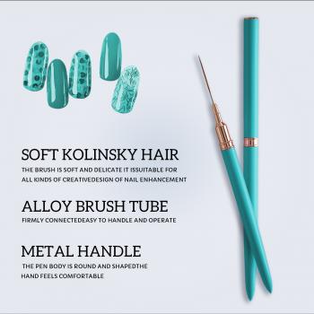 5pcs/set Shiny light Blue Metal Nail Art Liner Brush Nylon Fine Liner Needle Tube Brushes Nail Art Extra Thin 7 9 11 15 25 MM