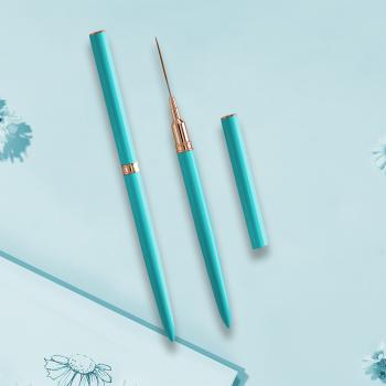 5pcs/set Shiny light Blue Metal Nail Art Liner Brush Nylon Fine Liner Needle Tube Brushes Nail Art Extra Thin 7 9 11 15 25 MM