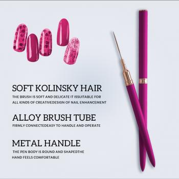 New Arrviel Light Rose Red Nylon Liner Brush Needle Tube Fine Nail Brushes Liner Brush Nail Art Extra Thin