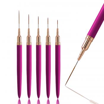 New Arrviel Light Rose Red Nylon Liner Brush Needle Tube Fine Nail Brushes Liner Brush Nail Art Extra Thin