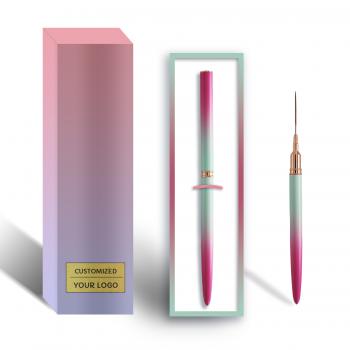 Wholesale Premium Pincel Gradient Color Metal Handle Synthatic Nylon Hair Extremely Thin Detail Nail Art Liner Brush