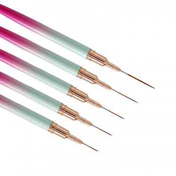 Wholesale Premium Pincel Gradient Color Metal Handle Synthatic Nylon Hair Extremely Thin Detail Nail Art Liner Brush