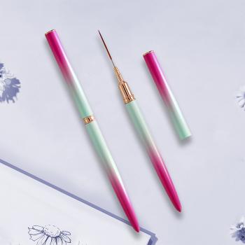 Wholesale Premium Pincel Gradient Color Metal Handle Synthatic Nylon Hair Extremely Thin Detail Nail Art Liner Brush