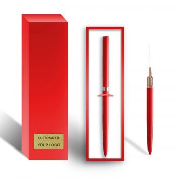 Professional Custom Hot Red Metal Handle Manicure Thin Nail Gel Brush New Japanese Miniature Detail Liner Nail Art Brush Set