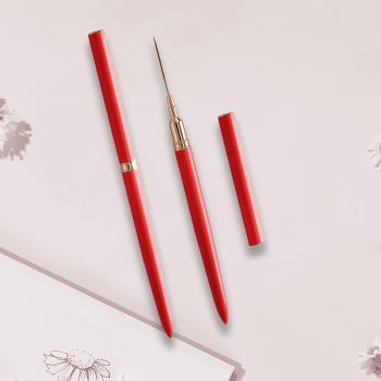 Professional Custom Hot Red Metal Handle Manicure Thin Nail Gel Brush New Japanese Miniature Detail Liner Nail Art Brush Set