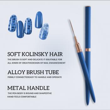 Custom Logo Kolinsky/Synthetic Fine Detail Paint Nail Art Brushes Set Liner Brush Nail Art Extra Thin 7/9/11/15/25mm