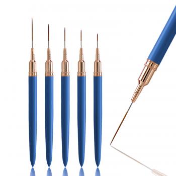 Custom Logo Kolinsky/Synthetic Fine Detail Paint Nail Art Brushes Set Liner Brush Nail Art Extra Thin 7/9/11/15/25mm