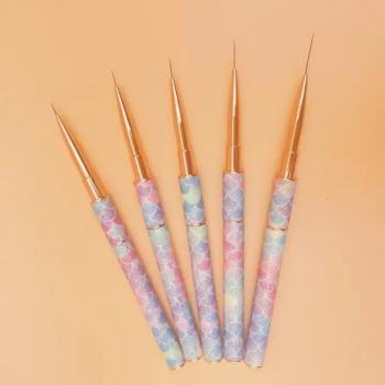 New 5-9-11-15-20mm Stripe Liner Brush Purple Gradient Metal Nylon Hair Paint Pen Detail Art Nail Liner Brush for Nail