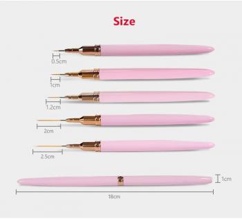 New Product Customized french stripe nail art liner brush detail custom logo metal art liner brush nail liner brush 5pcs