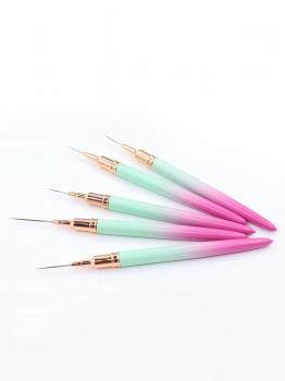 New Product Nail Long Striping Gradient Liner Brush Metal Handle 5pcs Tube Nail Art Brush Design Nail Liner Brush Set