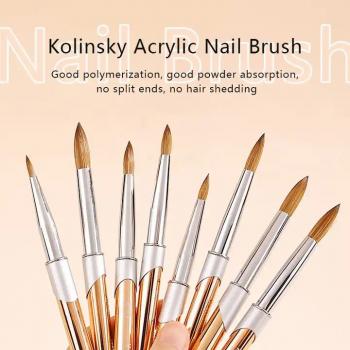 2024 Custom Logo 100% Pure Kolinsky Acrylic Nail Brush Custom Packaging Crimped Kolinsky Acrylic Nail Brush