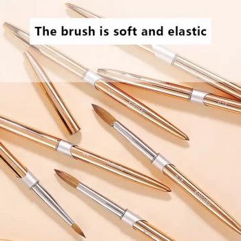 2024 Custom Logo 100% Pure Kolinsky Acrylic Nail Brush Custom Packaging Crimped Kolinsky Acrylic Nail Brush