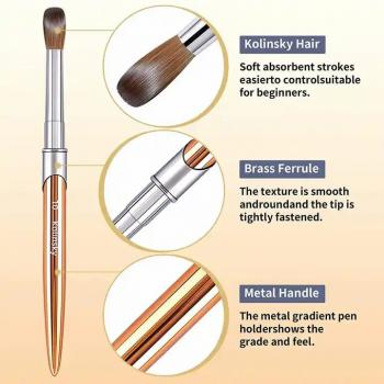 2024 Custom Logo 100% Pure Kolinsky Acrylic Nail Brush Custom Packaging Crimped Kolinsky Acrylic Nail Brush