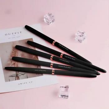 Factory Outlet Nylon Hair Acrylic Nail Brush Black Metal Handle Nail Art Liner Brushes
