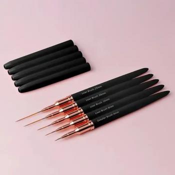 Factory Outlet Nylon Hair Acrylic Nail Brush Black Metal Handle Nail Art Liner Brushes
